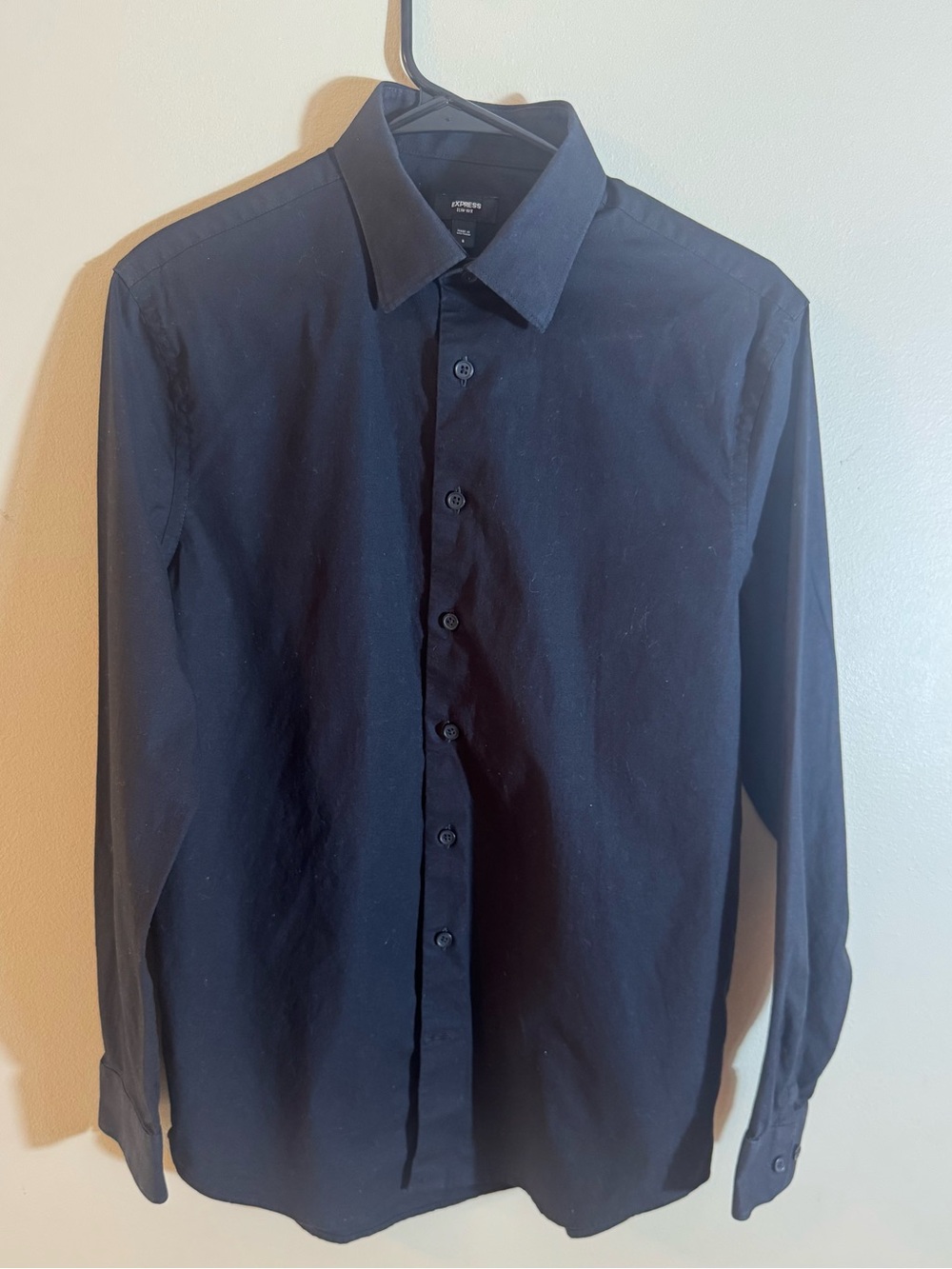 Express Men's Black Slim Fit Button-Up Dress Shirt